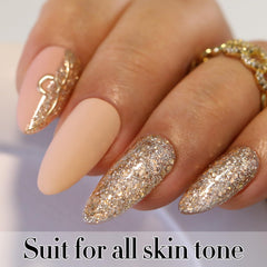 Bottle and brush prepared for precise Double Rhythm glitter polish application.