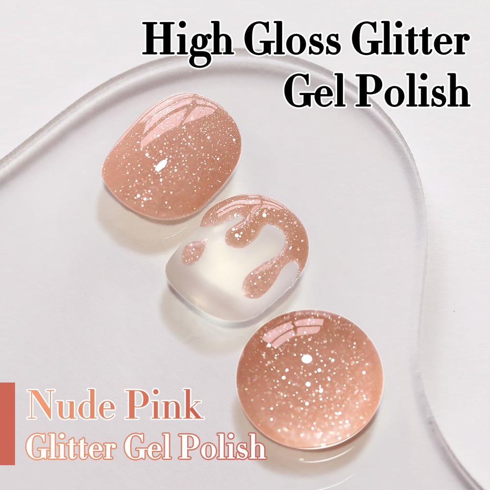 Nail art with Double Rhythm glitter gel polish bottle