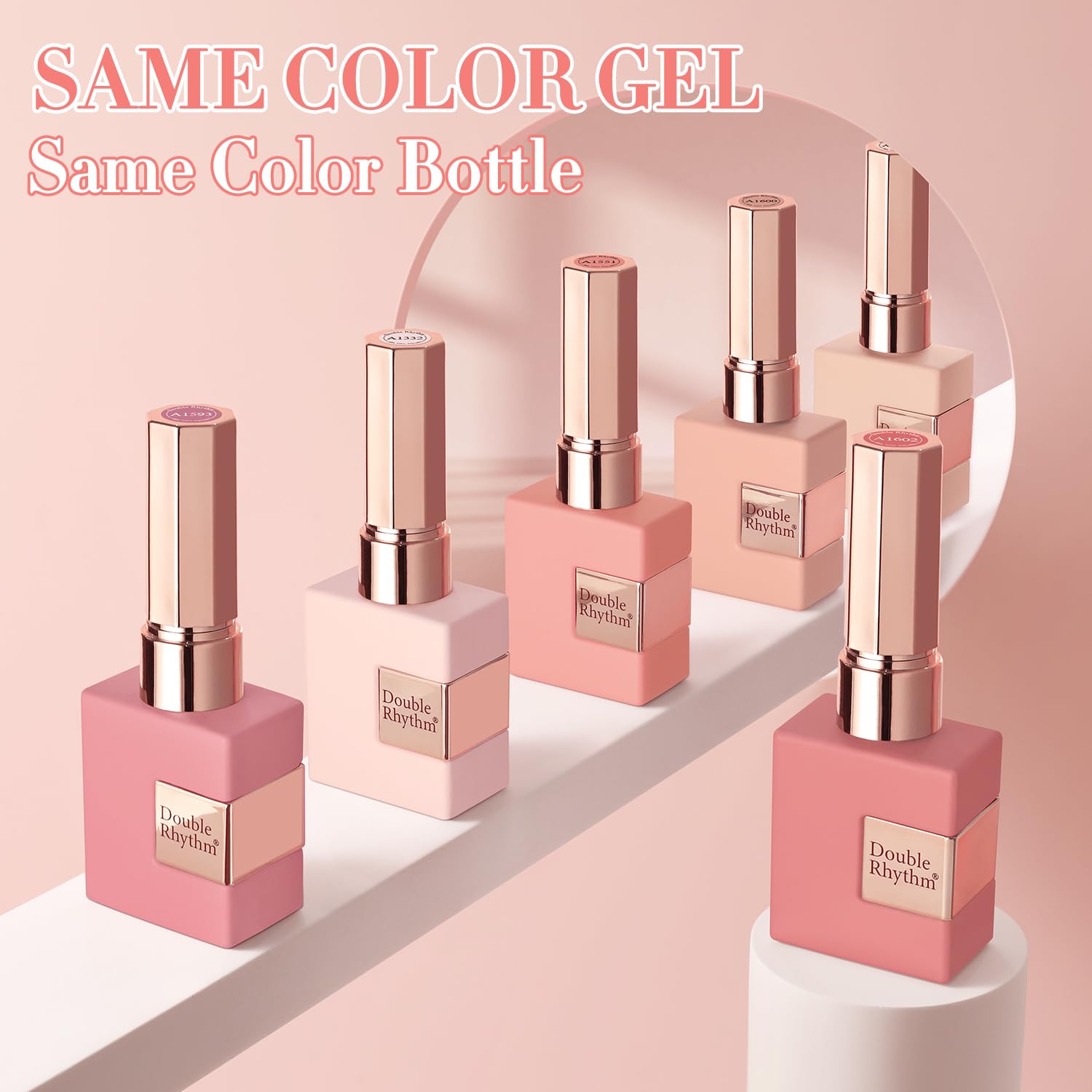 Double Rhythm rose-beige polish swatch with smooth application.