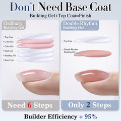 Double Rhythm nail extension process showing shaping and lengthening.