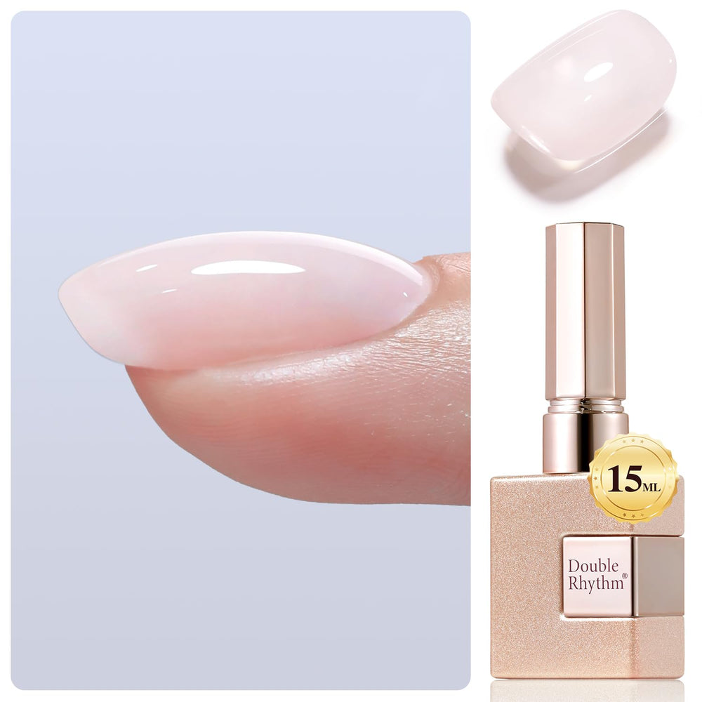 Double Rhythm nail strengthener bottle in nude pink for apex building and thickening
