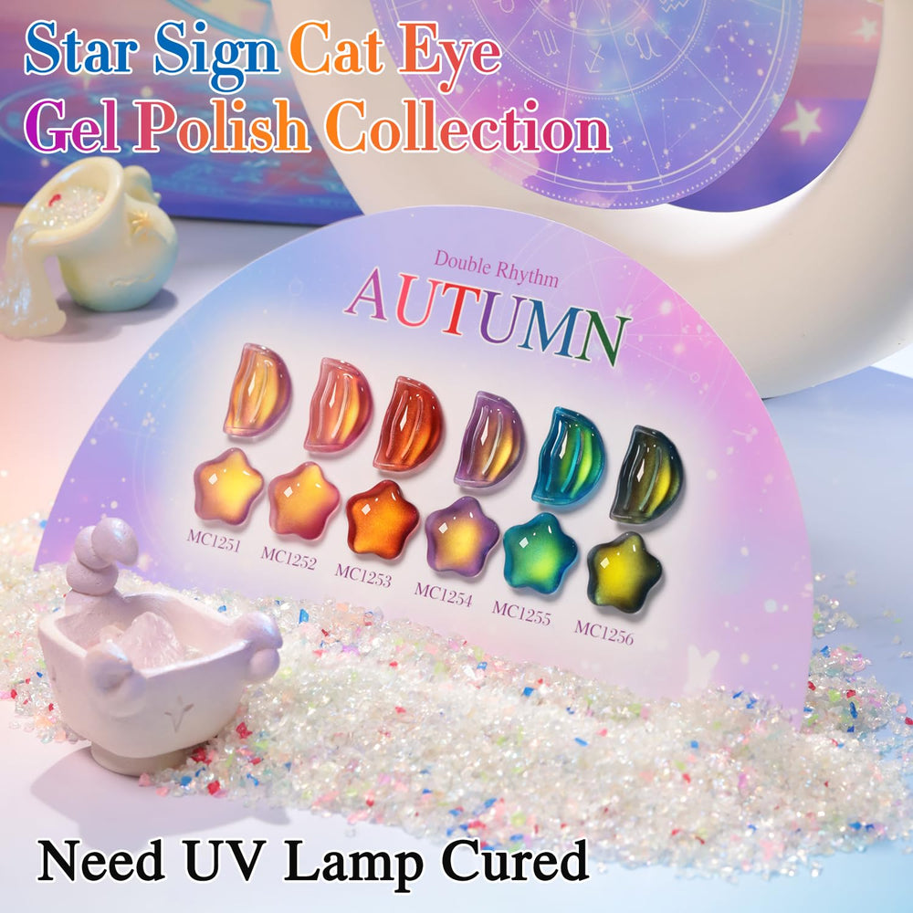 Nail swatches displaying Double Rhythm jelly glass cat eye shimmer