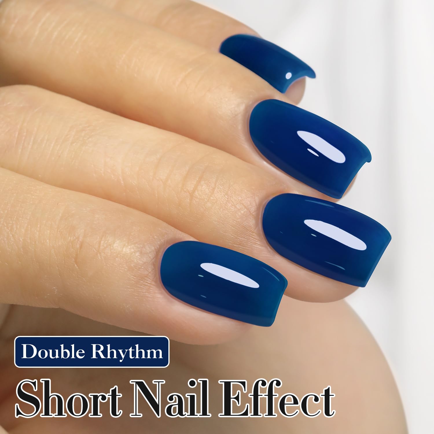 Double Rhythm navy blue swatch on nails showing jelly finish