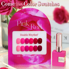 Double Rhythm neon light pink gel polish bottle with bright color