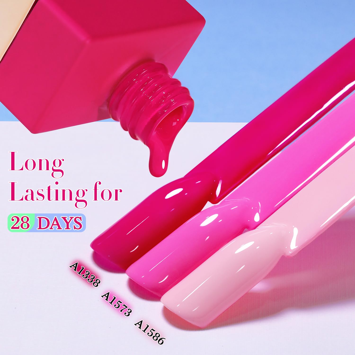 Neon pink and purple shade on nails for bold style.