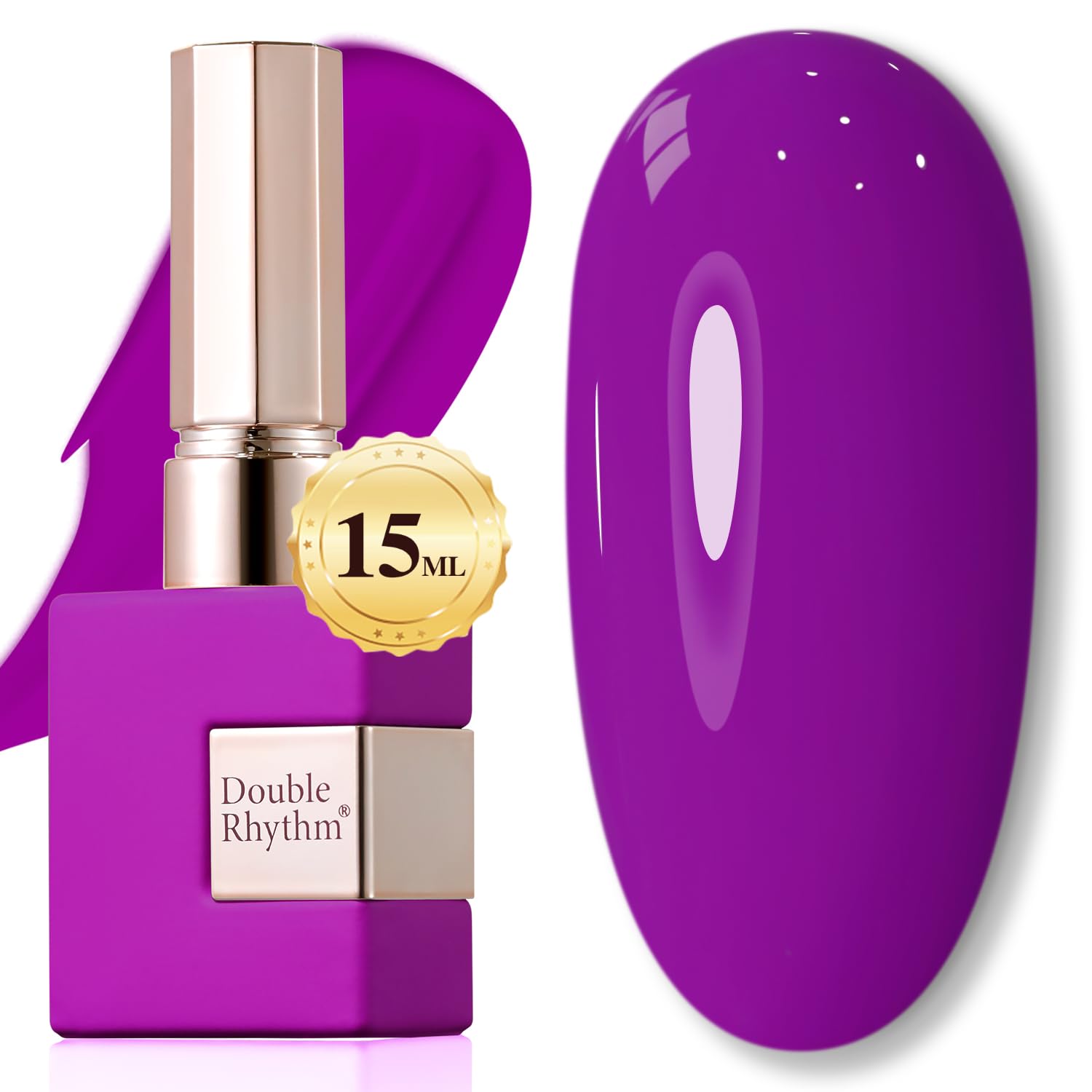 Double Rhythm Neon Purple gel polish bottle ready for easy application.