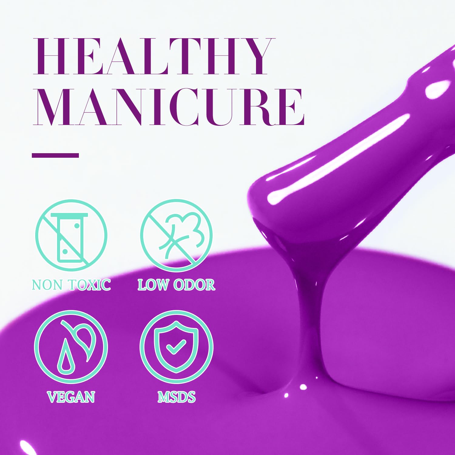 At-home manicure with Double Rhythm Neon Purple polish shines.