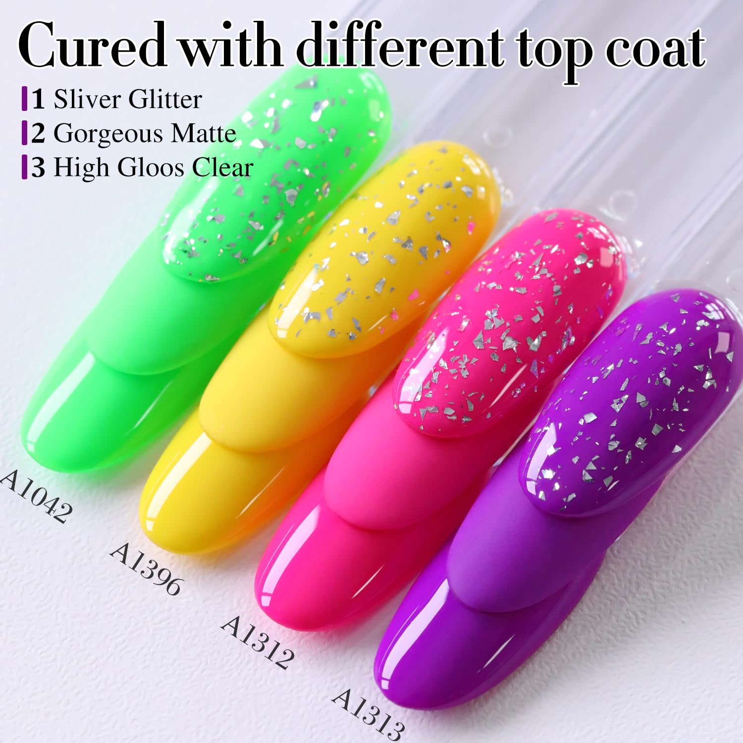 High gloss finish from Double Rhythm Neon Purple gel polish.