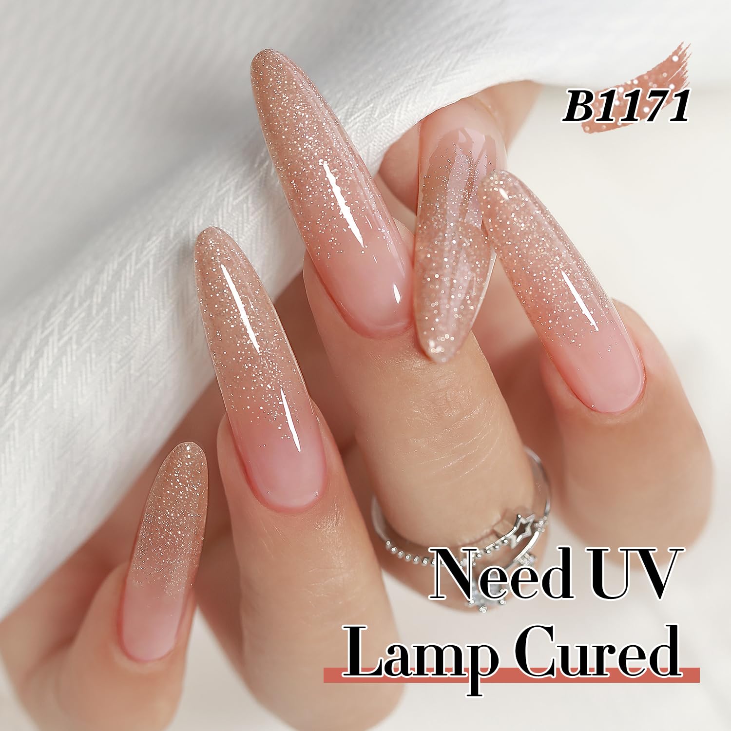 Nude pink shimmer bottle from Double Rhythm for nails