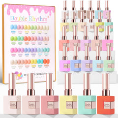 Double Rhythm Pastel Candy Collection 24pcs polish bottles in one set for versatile at-home nail looks.