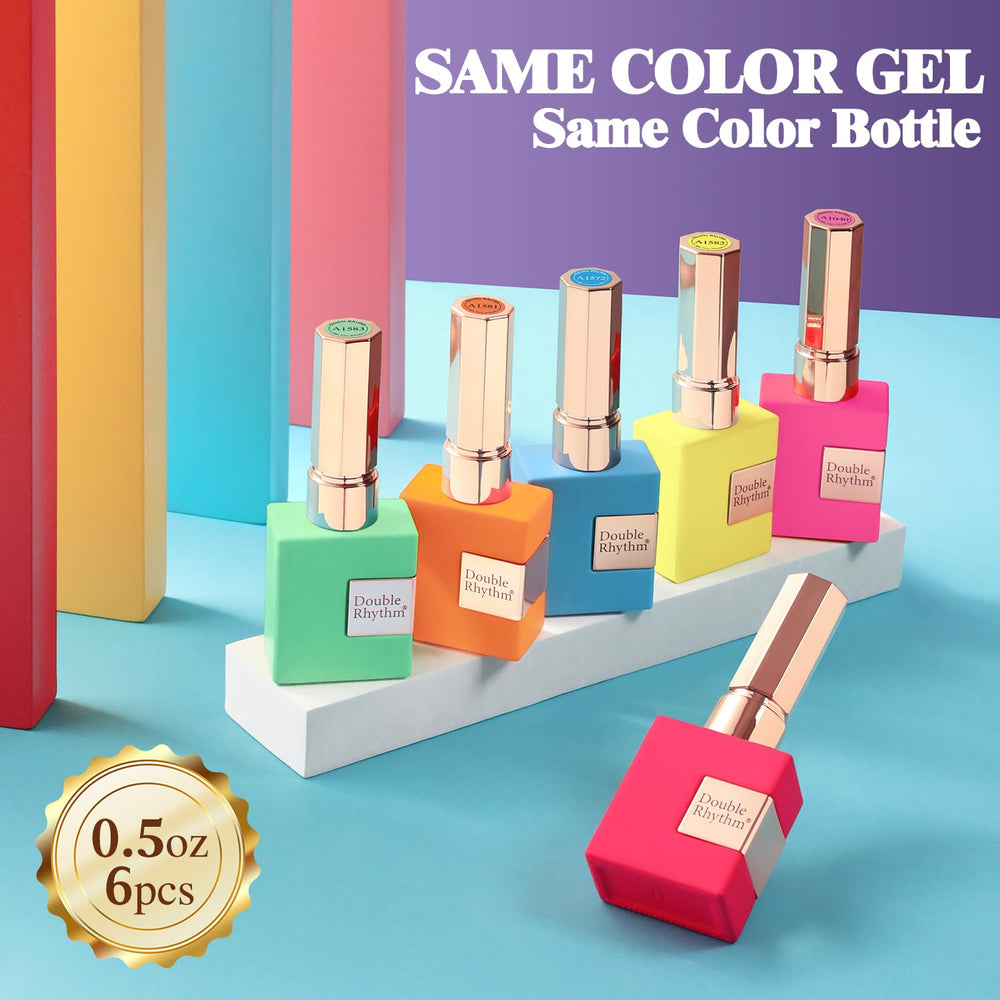 Double Rhythm pastel green gel polish bottle for fresh, trendy nails.