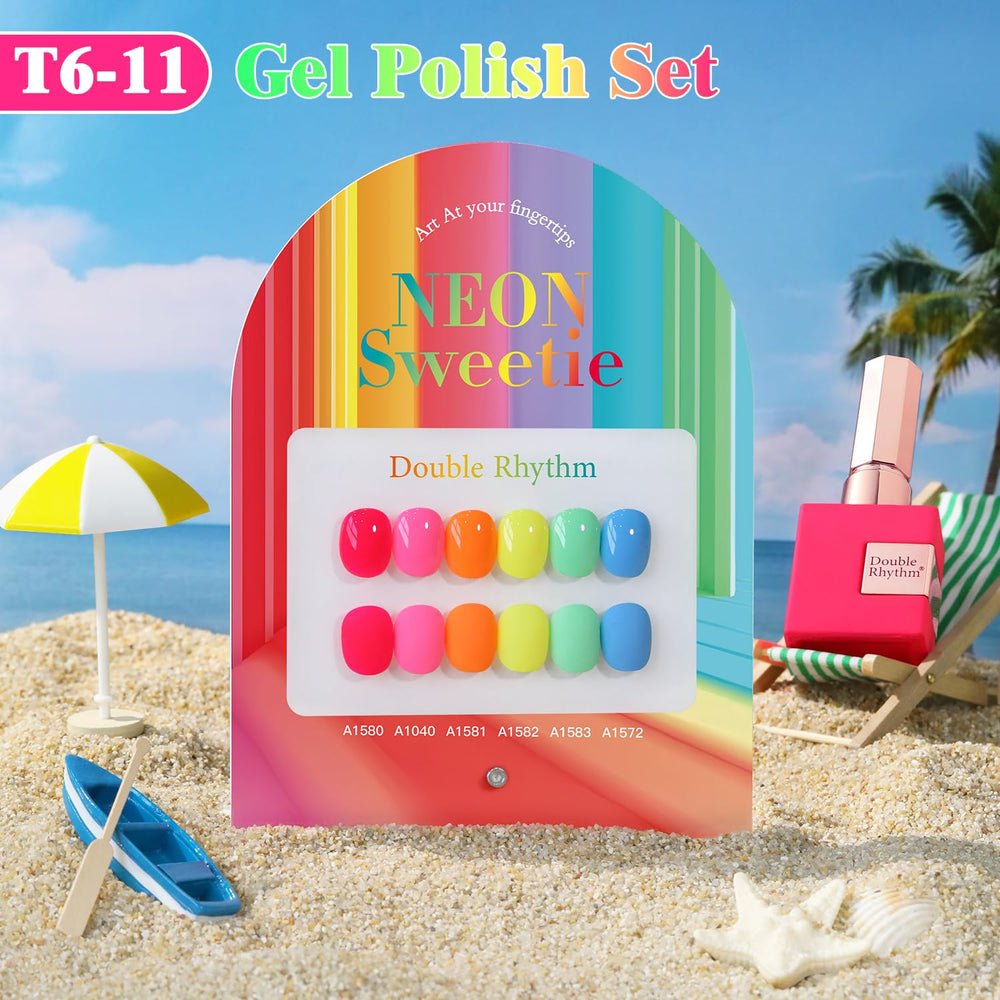 Double Rhythm pastel orange gel polish bottle for warm, eye-catching nails.