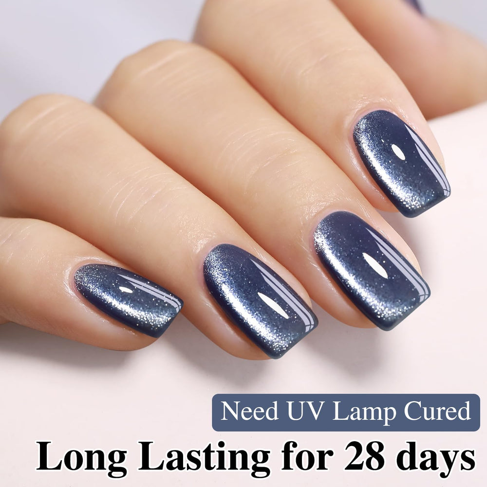 Pigmented blue gel swatch from Double Rhythm for rich color depth.