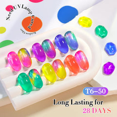 Double Rhythm pink neon gel polish bottle ready for stylish nail art.