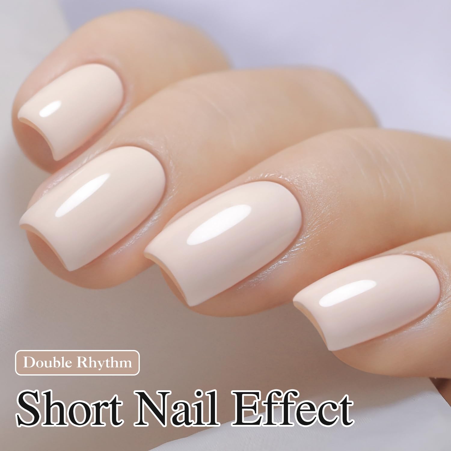 Pink white sheer color swatch on nail by Double Rhythm for soft everyday look