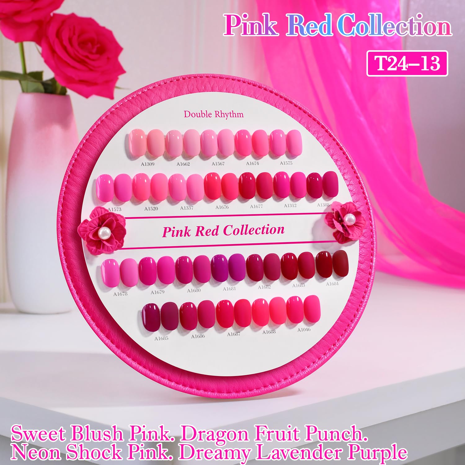 Double Rhythm color swatches show Pitaya Pink, Purple, Red options for quick choosing.