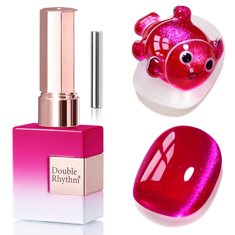 Double Rhythm Pitaya Purple cat eye gel polish with magnet for customizable holographic effects.