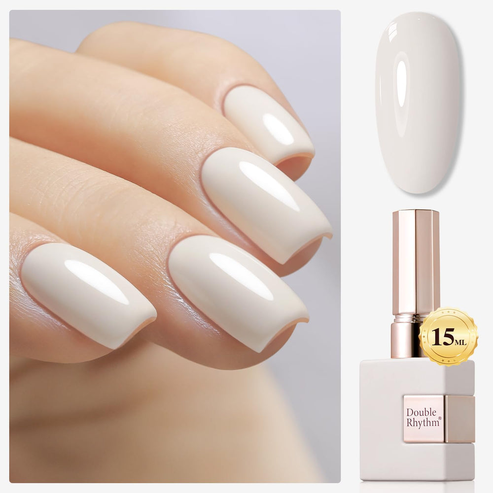 Double Rhythm 15ml gel polish bottle showing a versatile pure sheer shade for all seasons.