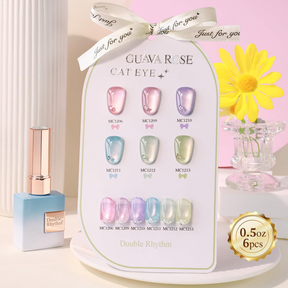 Double Rhythm shimmering gel finish provides premium salon-like shine.
