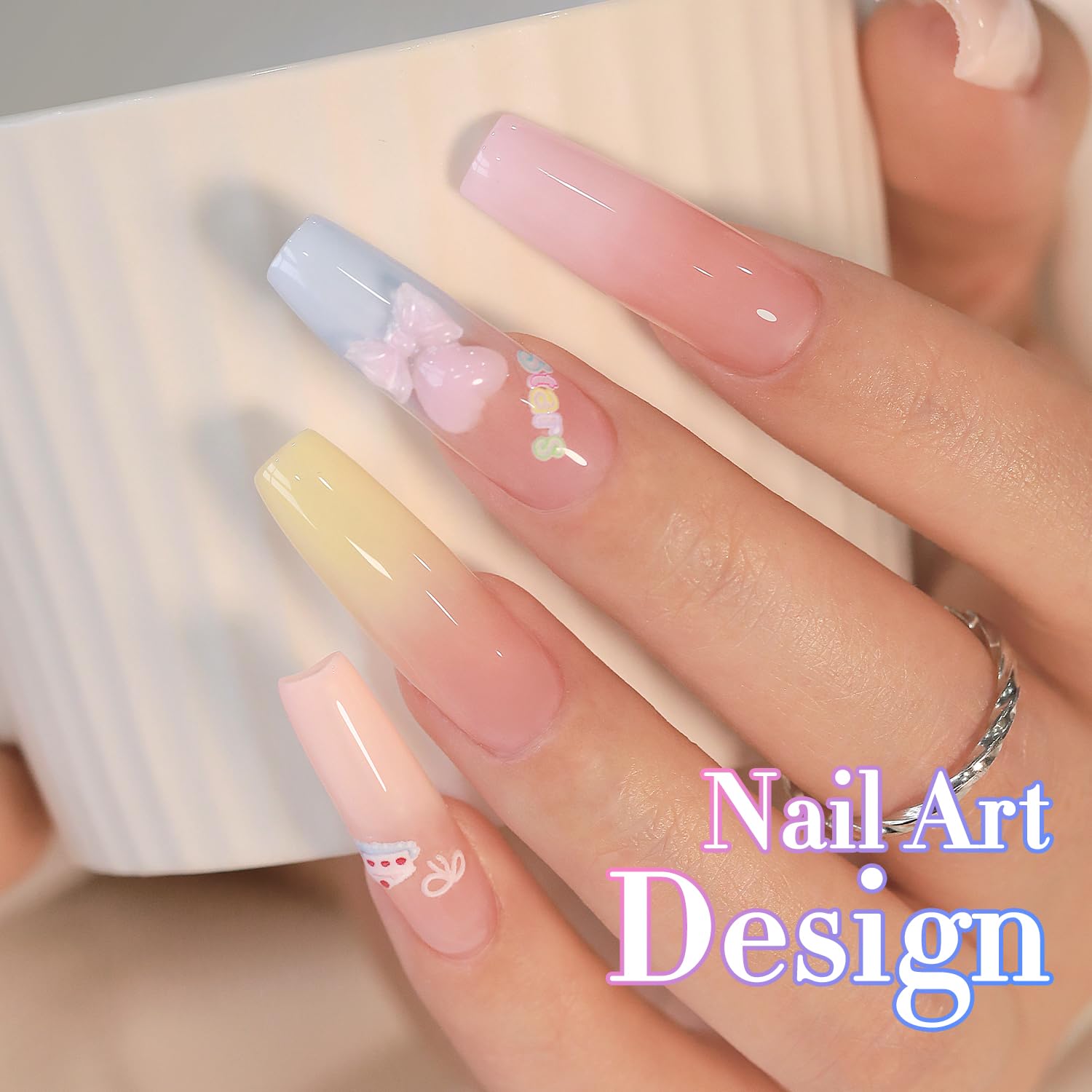 Double Rhythm glossy nails reflecting light for salon-style finish