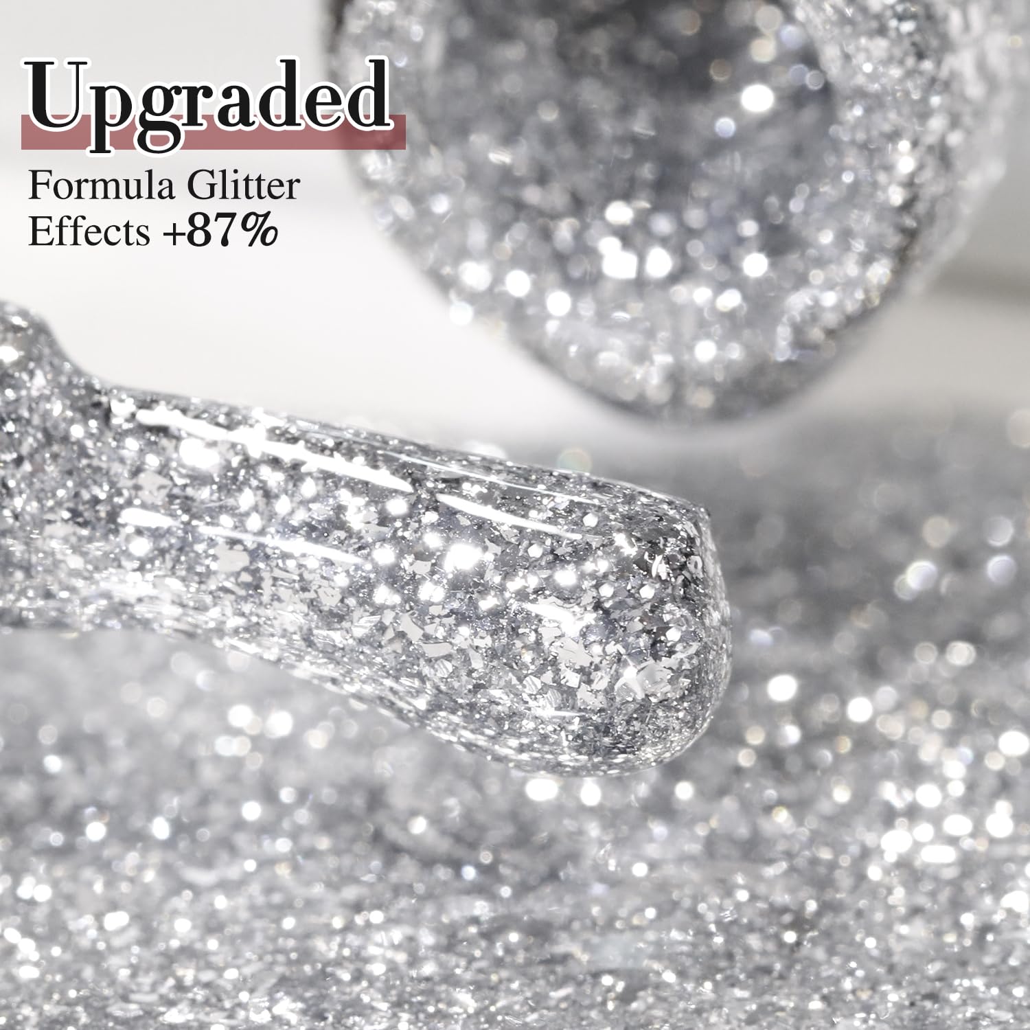 Double Rhythm silver glitter gel polish requires base and top coat for best results.