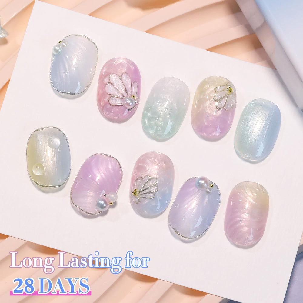 Swatches of Double Rhythm gel polish on nails