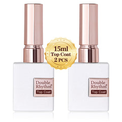 Double Rhythm top coat 15ml bottle for durable clear gloss finish.