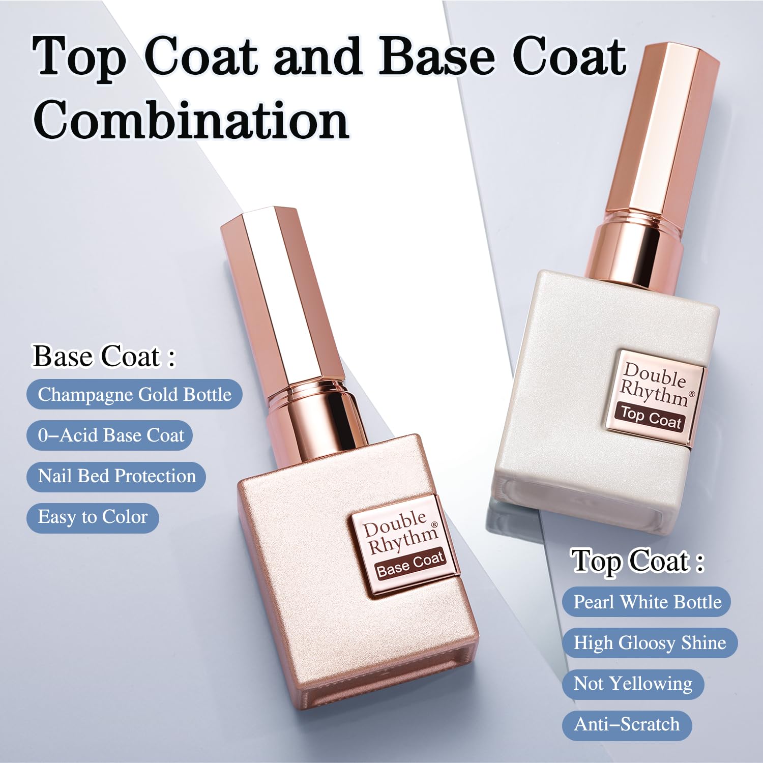 Double Rhythm top coat no wipe 15ml for a glossy, long-lasting finish