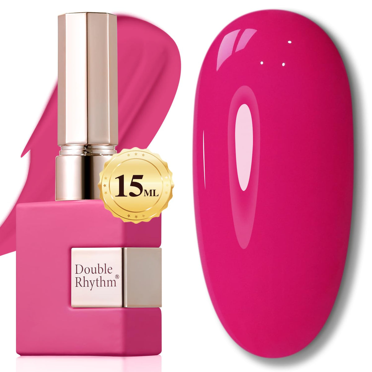 Double Rhythm translucent gel polish bottle close-up with milky finish for natural look