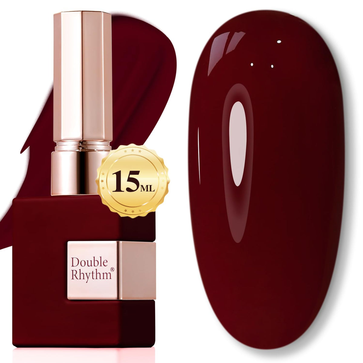 Double Rhythm translucent gel polish bottle showing milky jelly finish for natural nails