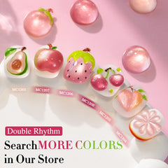 Double Rhythm translucent peach purple jelly color swatch for soft blendable nails