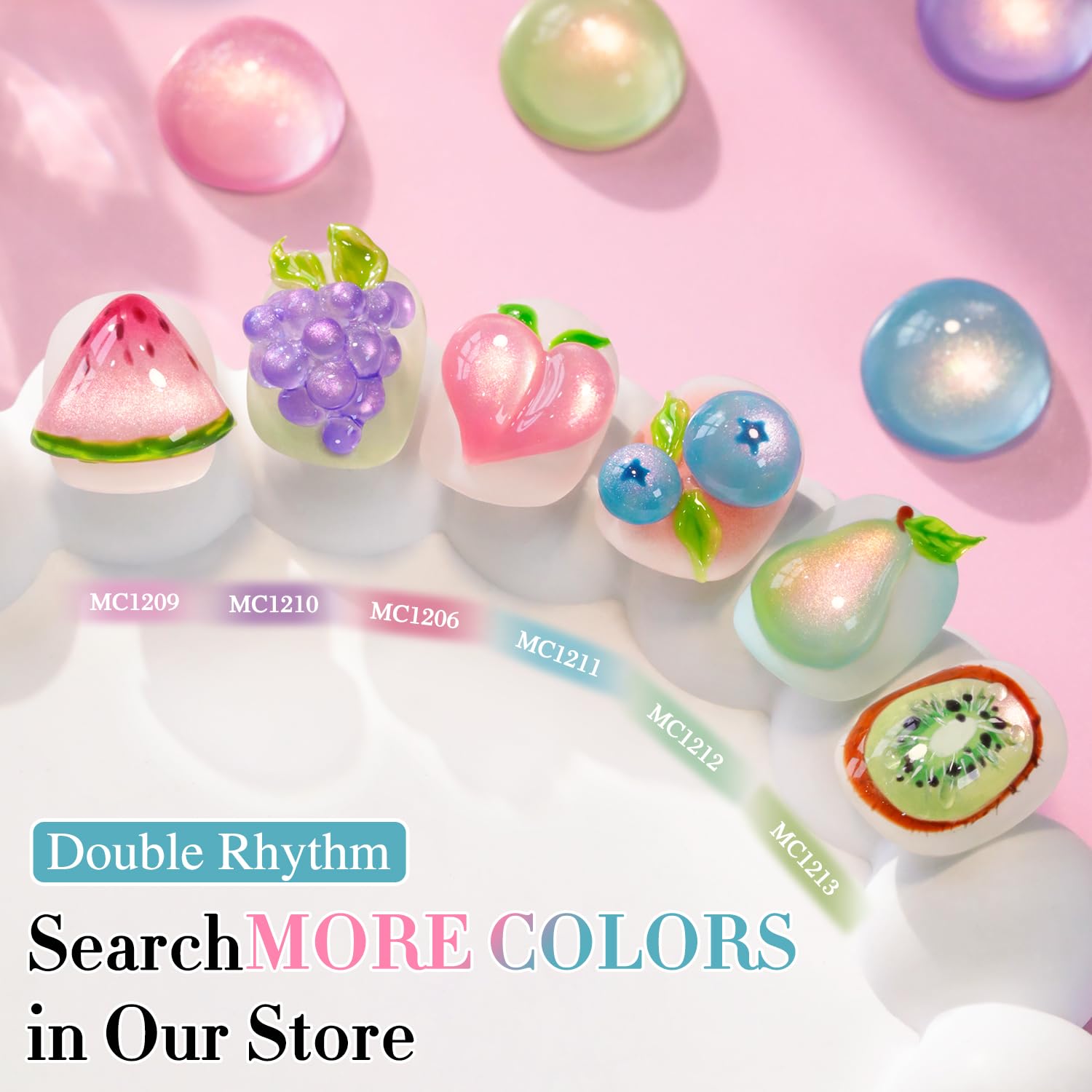 Translucent teal jelly color in Double Rhythm bottle for versatile looks.
