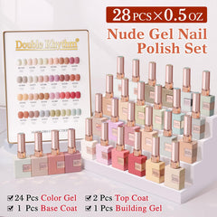Double Rhythm two clear top gels for lasting shine and smooth finish.