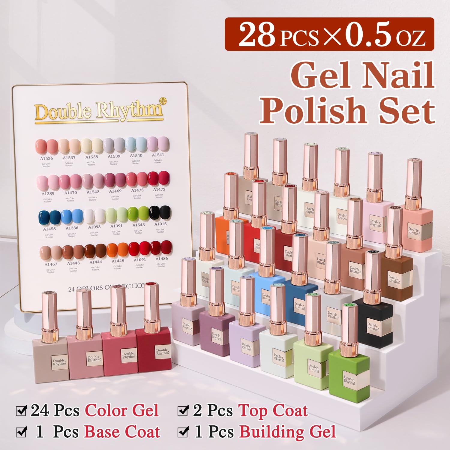 White pink collection glitter polish from Double Rhythm for all-season nails.