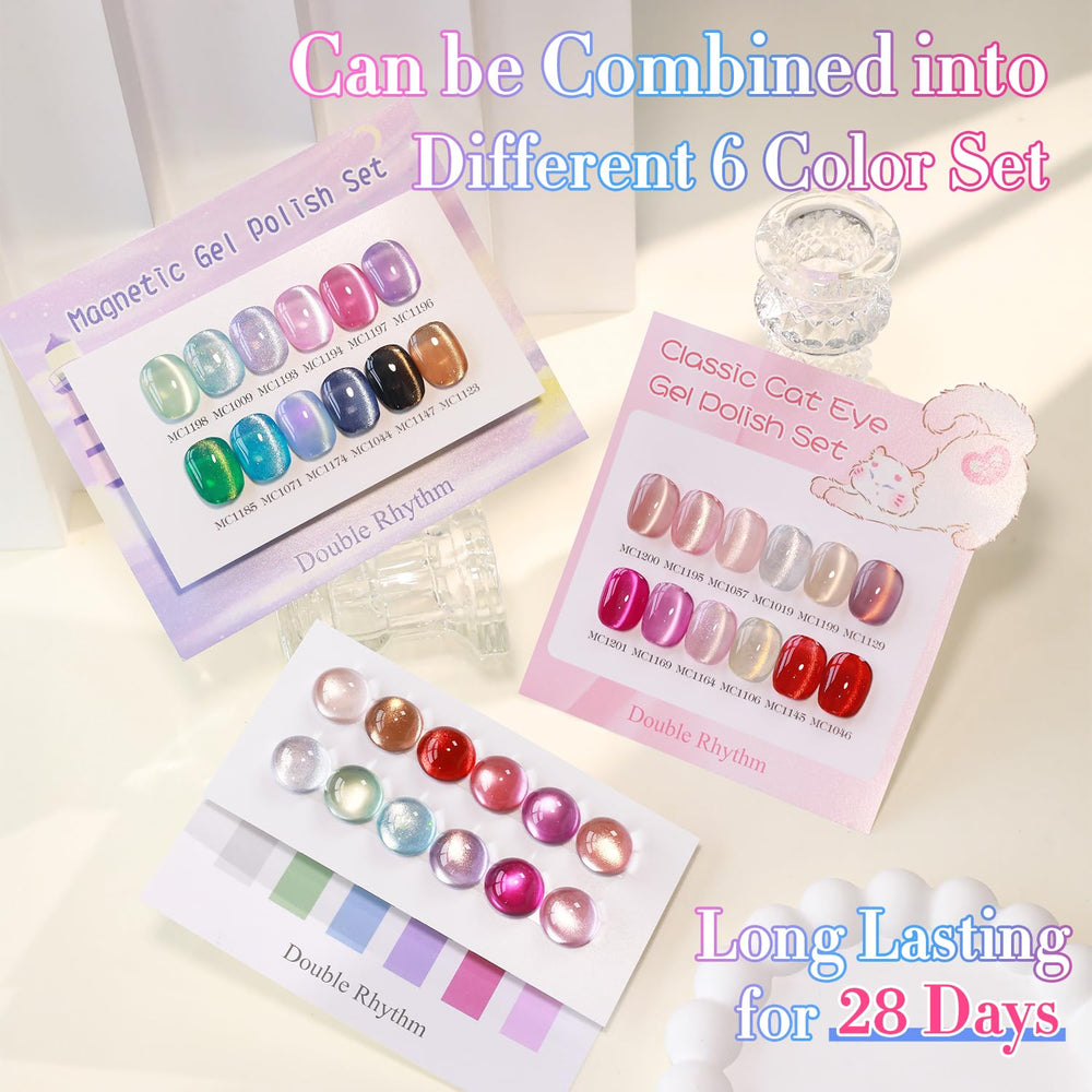 Double Rhythm color swatches show full shade range