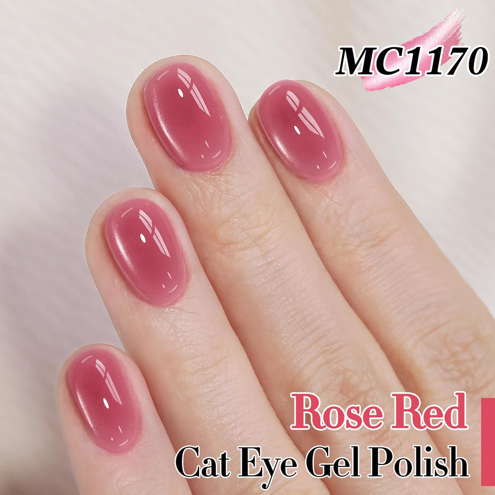 Double Rhythm magnetic rose red glitter demonstrates depth under magnet.