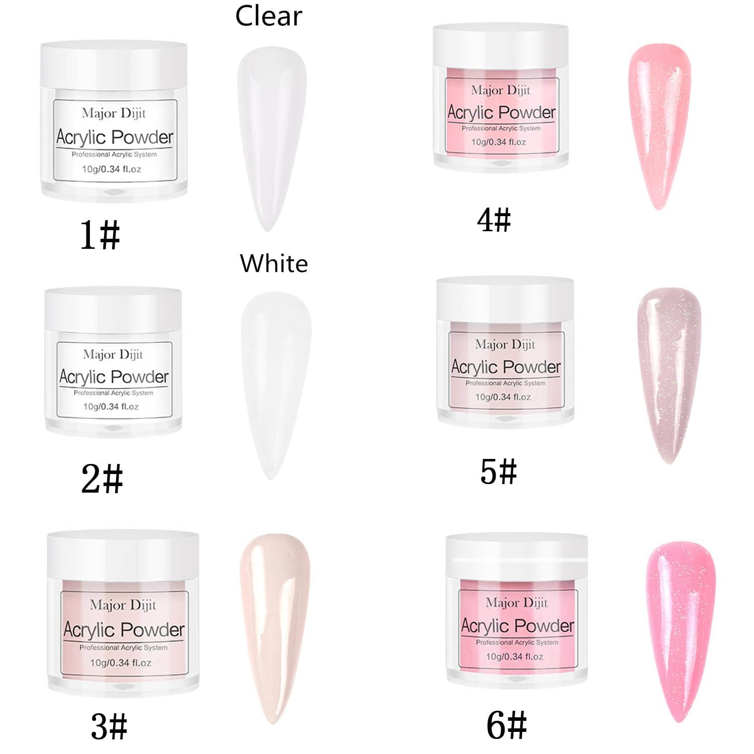 DouborQ six-color glitter acrylic powder for customizable designs
