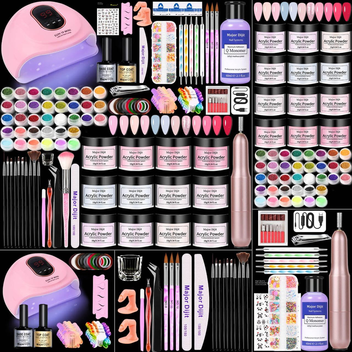 DouborQ acrylic nail kit front view for at-home salon setup.