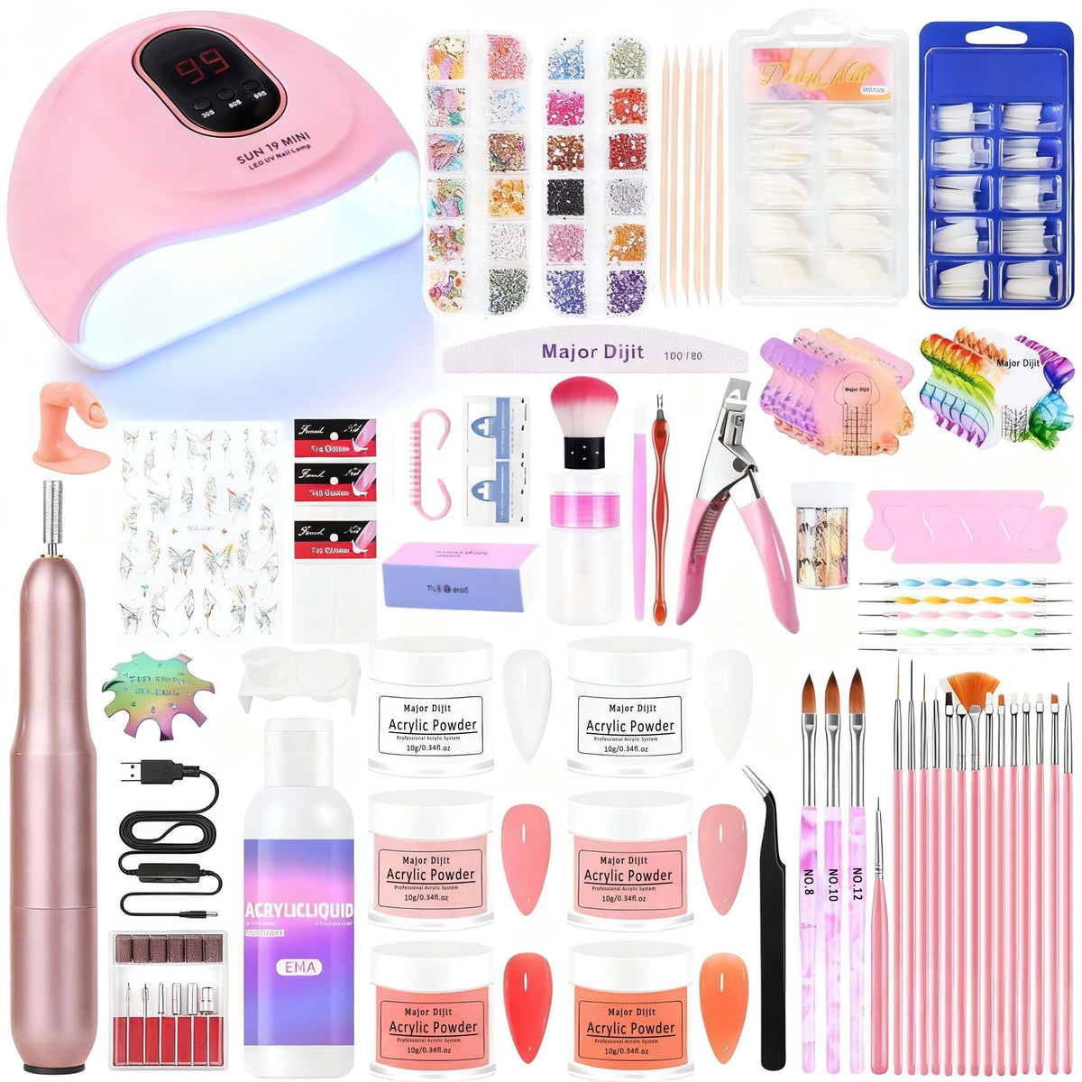 DouborQ acrylic nail kit with UV lamp for easy at-home manicures.