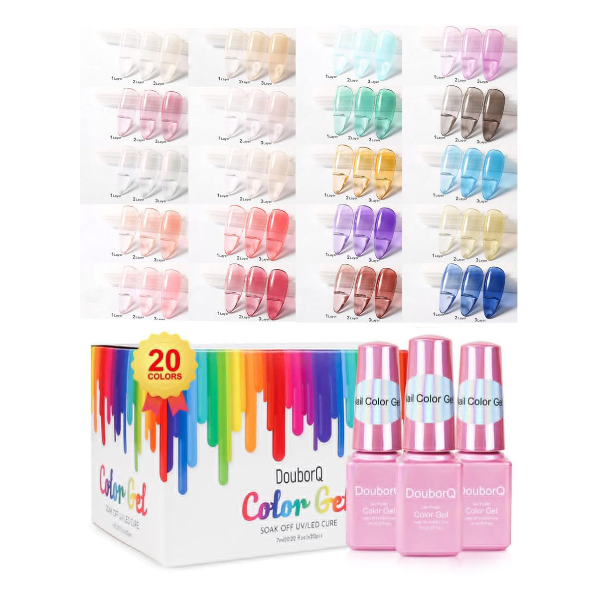 DouborQ jelly gel nail polish collection offers 20 translucent colors for home manicures.