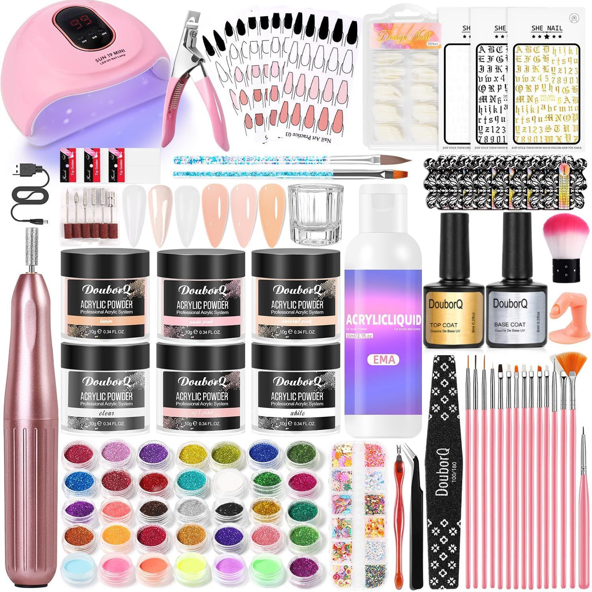 DouborQ Nail Kit for Beginners set with tools for easy at-home practice