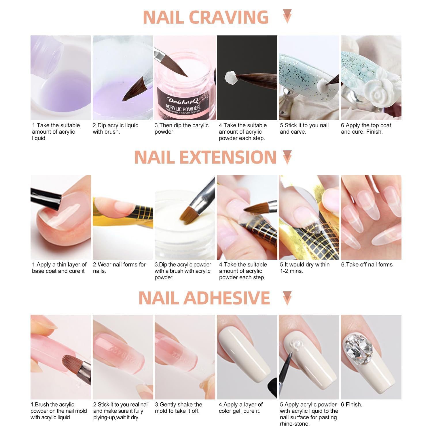 DouborQ Nail Kit nail forms and stickers for clean outlines
