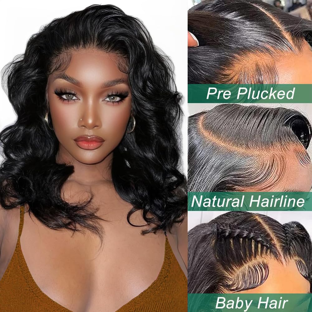 Douyin short bob wig, 14-inch, natural black, ideal for daily styling.