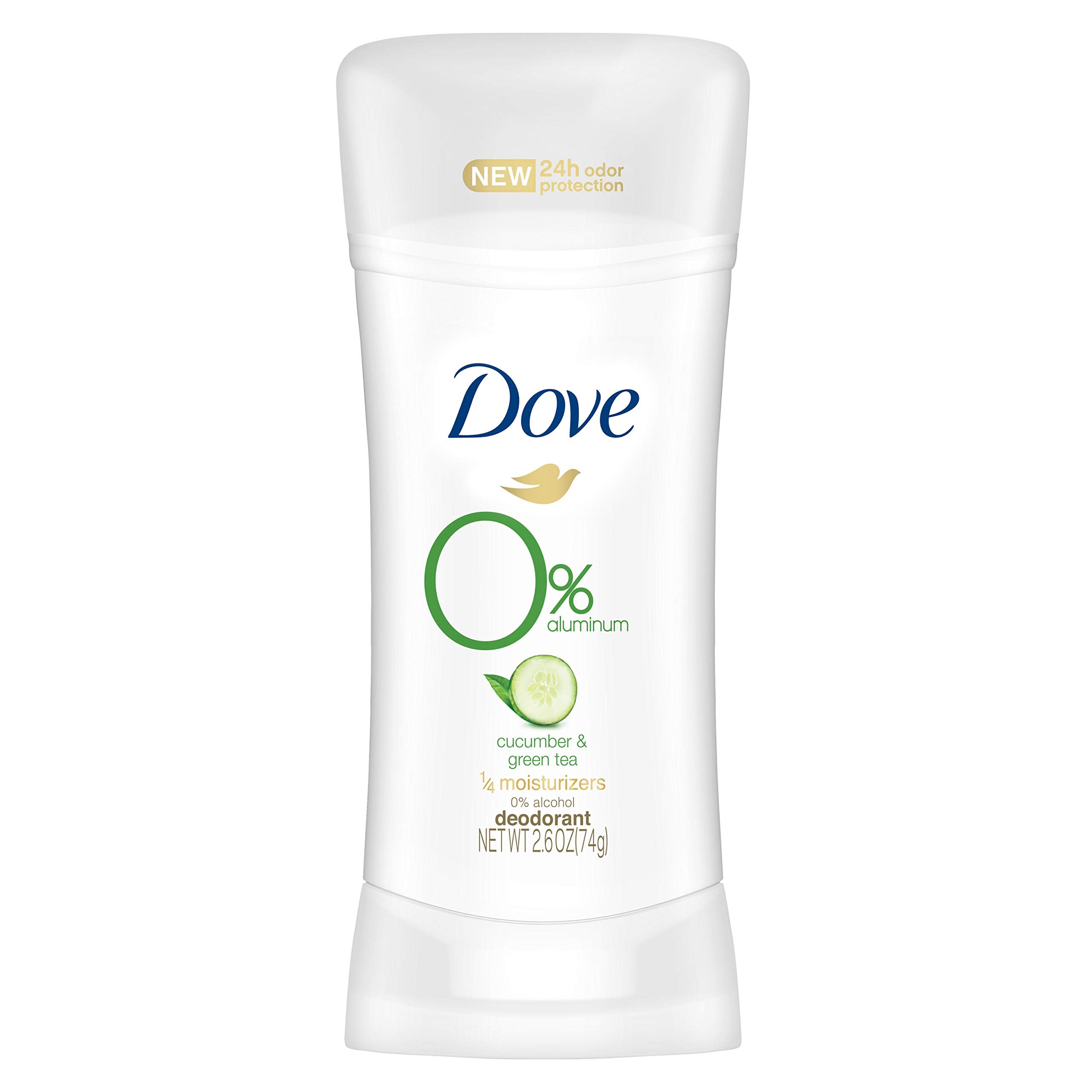 Dove 0% aluminum deodorant pack of 3 with cucumber and green tea promoting long-lasting freshness.