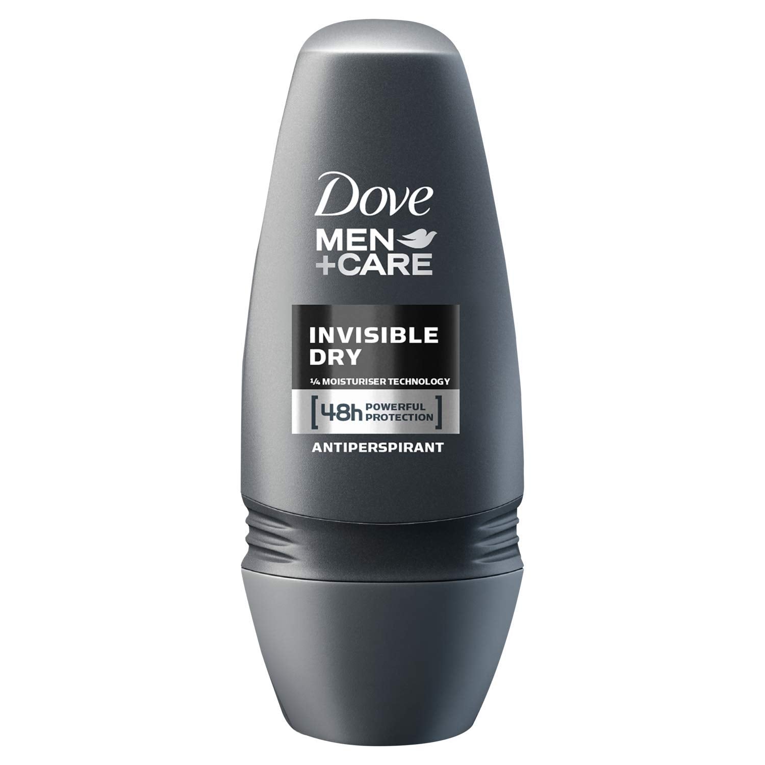 Dove 48H Roll-On Invisible Dry Deodorant bottle in use, providing dry, fresh feeling.