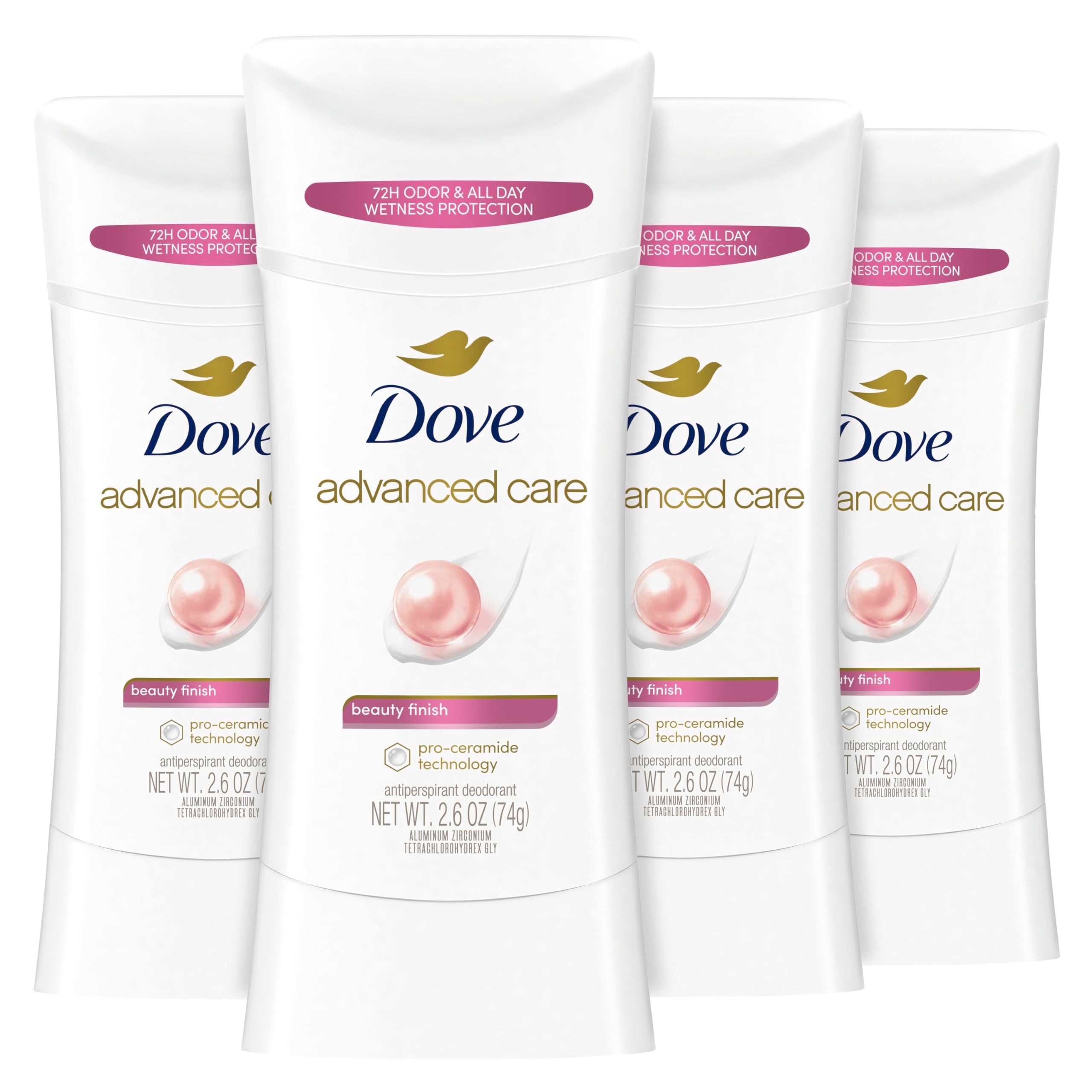Dove Advanced Care Beauty Finish Stick shown for smooth glide and soft underarms after shaving