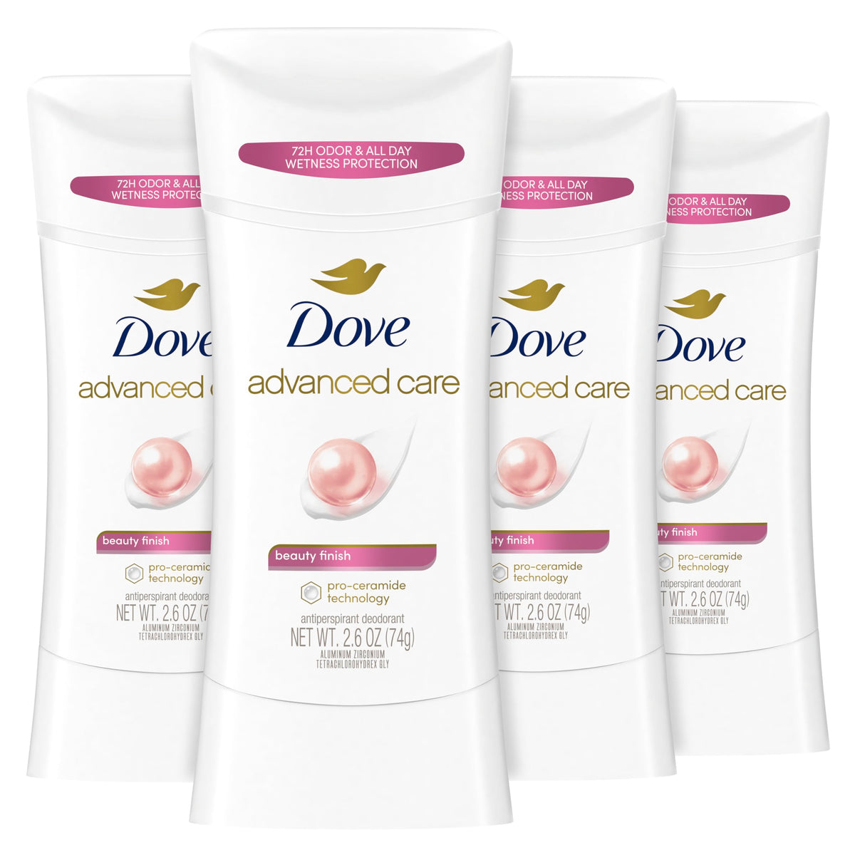 Dove Advanced Care Beauty Finish Stick shown for smooth glide and soft underarms after shaving