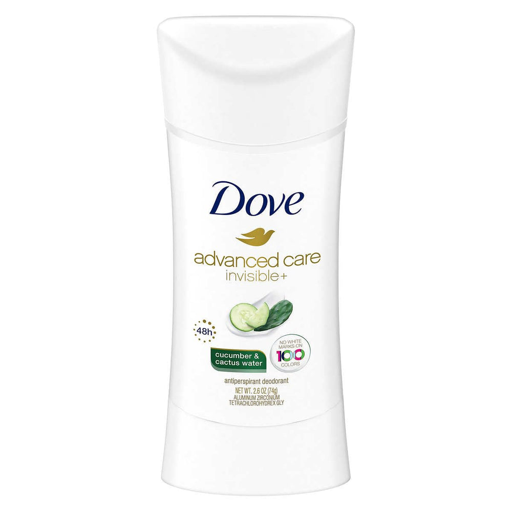 Dove Advanced Care Invisible+ four-pack packaging for easy daily use