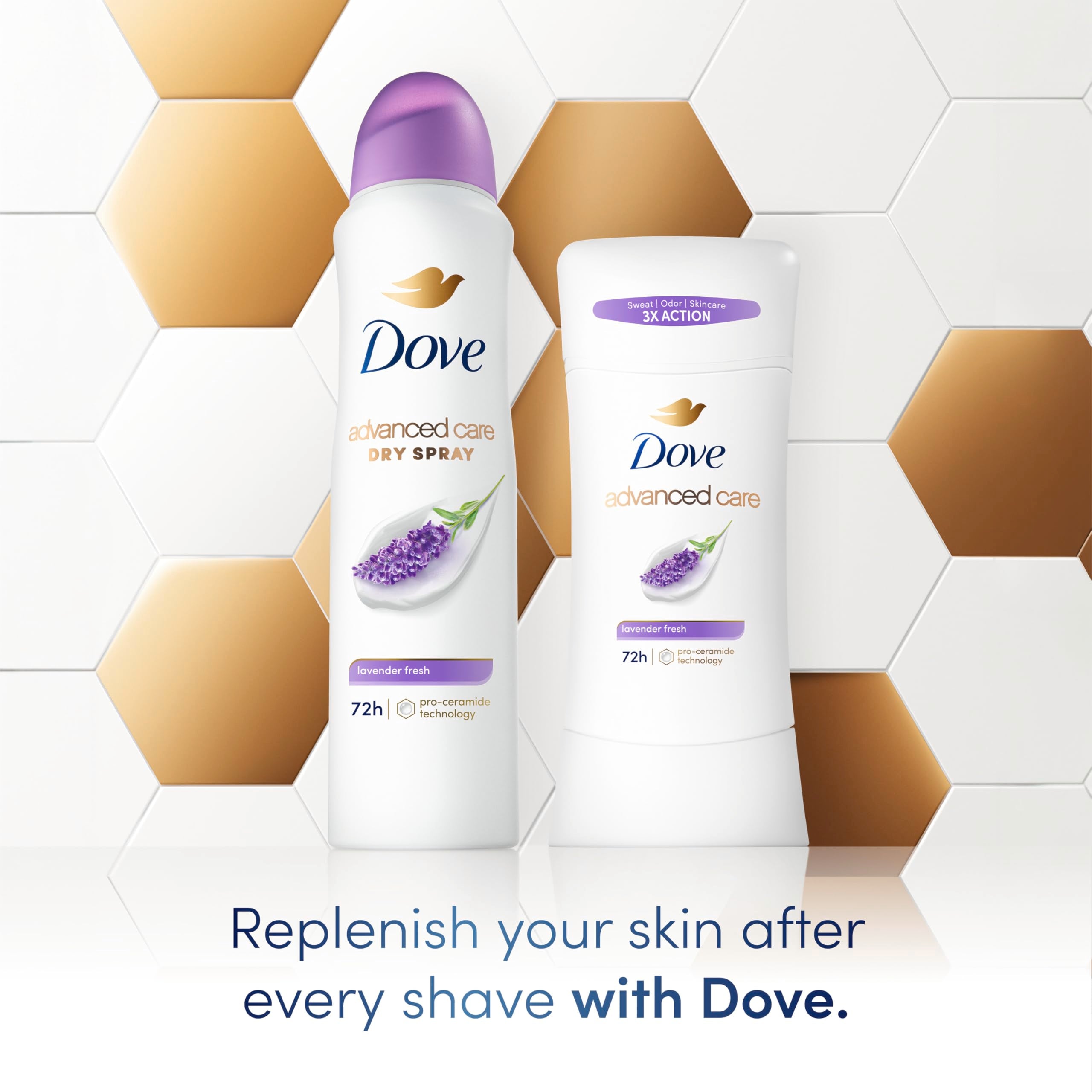 Smooth underarm close-up after Dove Advanced Care application for comfort