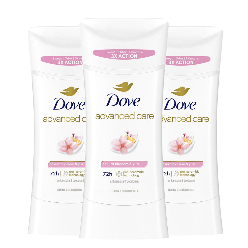 Dove Advanced Care Sakura Blossom & Yuzu stick front view for all-day freshness.